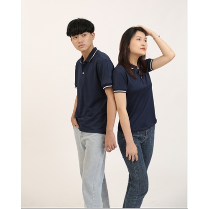 Áo Polo Nữ Màu Xanh Tím Than BLUECHIC Phối Viền Chìm Vải Poly Co Giãn Dáng Công Sở Trẻ Trung NF006