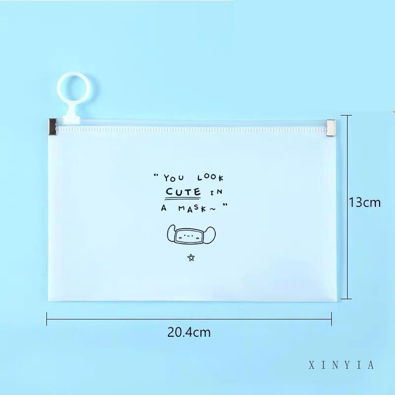 Túi đựng khẩu trang có dây khóa kéo chống thấm nước họa tiết Hàn Quốc tiện dụng có thể rửa sạch dùng khi đi du lịch