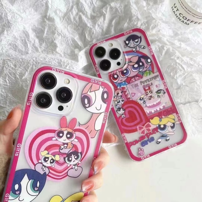 Ốp Điện Thoại Họa Tiết Powerpuff Girl Dễ Thương Gắn Giá Đỡ Dành Cho iPhone 13 12 11 Pro Max X Xs 7 8 Plus 2022