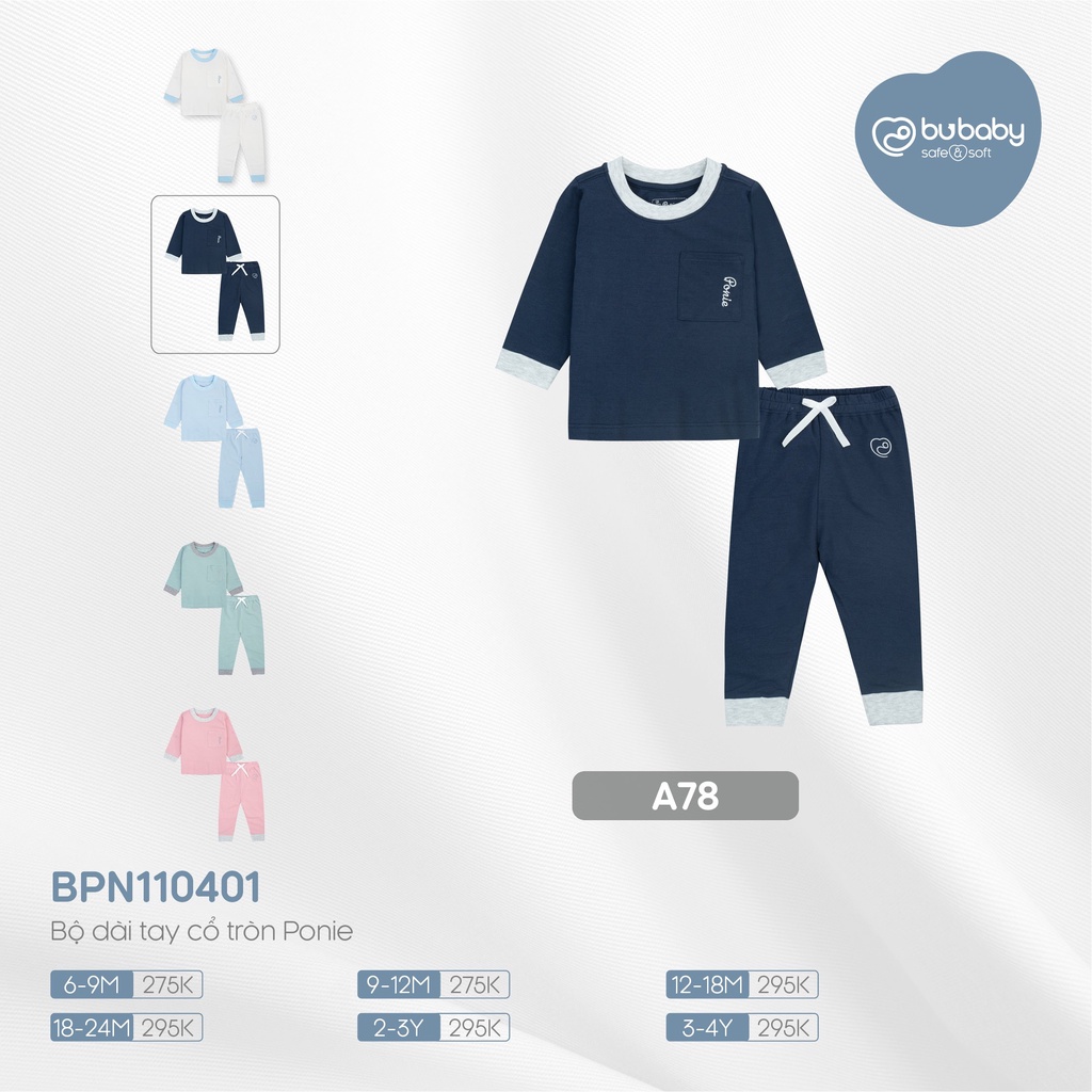 [CHÍNH HÃNG] Bộ quần áo dài tay cổ tròn chất liệu mềm mại BU Ponie BPN110401