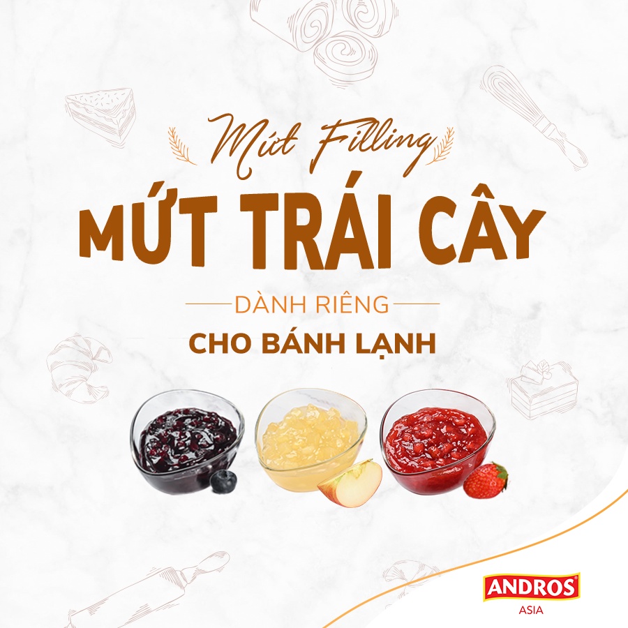 Mứt Làm Bánh Fruit Filling vị Dâu Túi 1 Kg. Hàng công ty có sẵn giao ngay