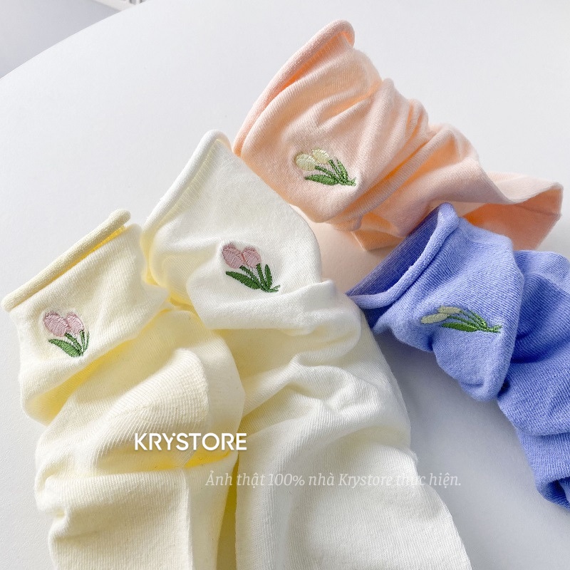 Tất nhún Hoa Tulip chất mịn Krystore TN15