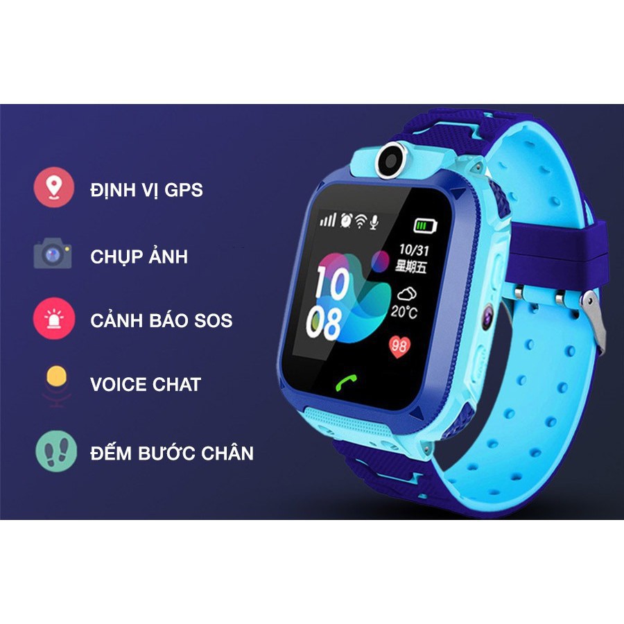 LỖI 1 ĐỔI 1-Đồng Hồ Thông Minh, Đồng Hồ Định Vị Trẻ Em Q12 Có GPS, Chống Nước, Cuộc Gọi Khẩn Cấp - BẢO HÀNH 6 THÁNG