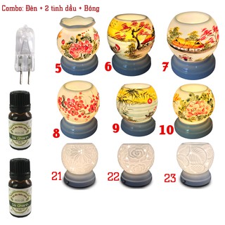 Combo 2 chai tinh dầu Song An Eco cùng loại 5ml, 1 đèn xông tinh dầu