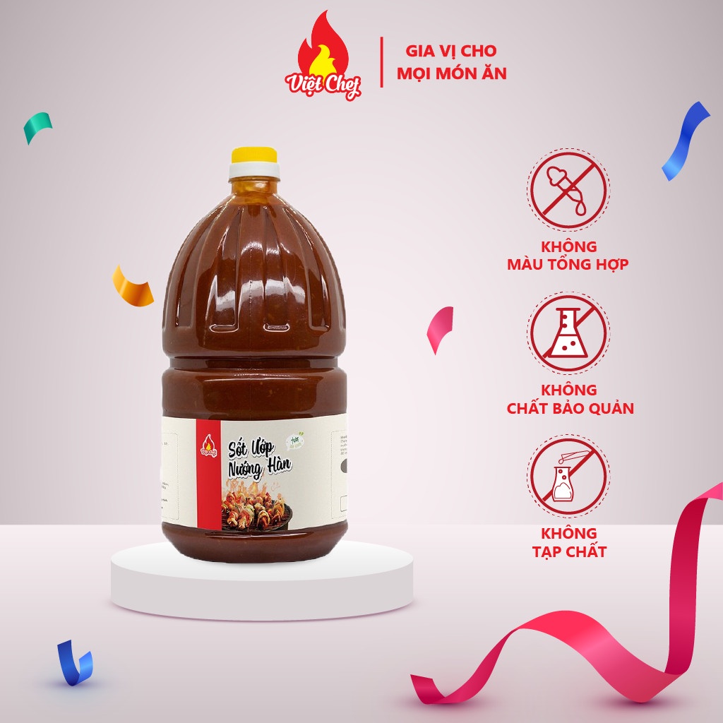 Sốt Ướp Thịt Nướng Hàn Quốc Siêu Ngon Can 2 Lít, Gia Vị Ướp Đồ Nướng Việt Chef Chuẩn Vị Hàn Cho Món Ăn Thêm Đậm Đà
