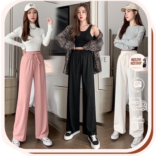 Quần ống suông nữ lưng cao cạp chun chất nhung tăm dày dặn hàng Quảng Châu dài rộng 2801 Kizoshop