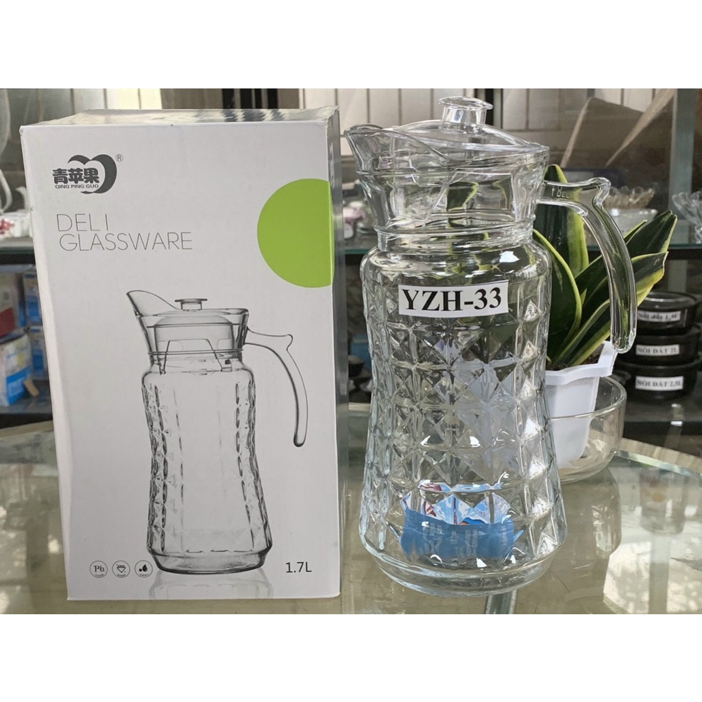 Bình thủy tinh đựng nước lạnh kiểu vảy cá  loại 1.7L