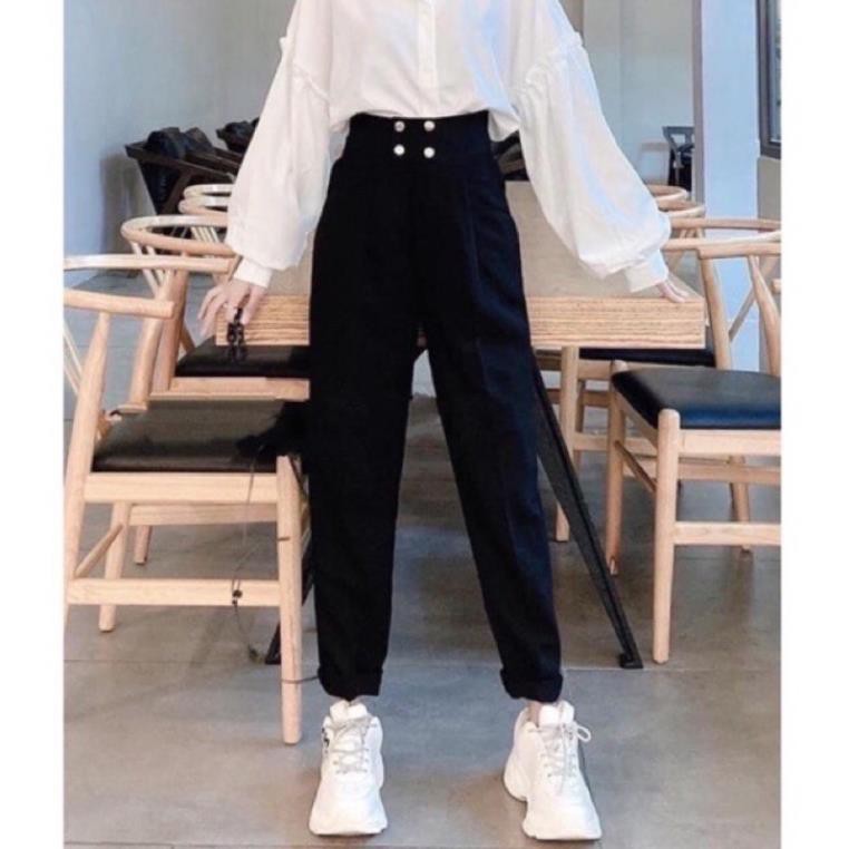[Mã FAMAYWA giảm 10K đơn 50K] Quần tây baggy lưng cao phối 4 khuy bấm siêu xinh | BigBuy360 - bigbuy360.vn