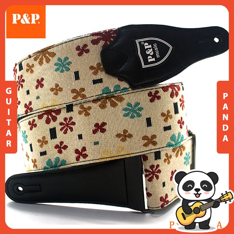 Dây Đeo Đàn Guitar P&amp;P Vải Cao Cấp 10 Mẫu Cá Tính Guitar Panda