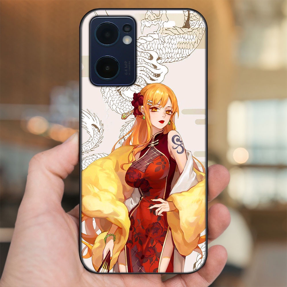 Ốp lưng Oppo Reno 7 5G viền đen in hình Nami One Piece Đảo Hải Tặc