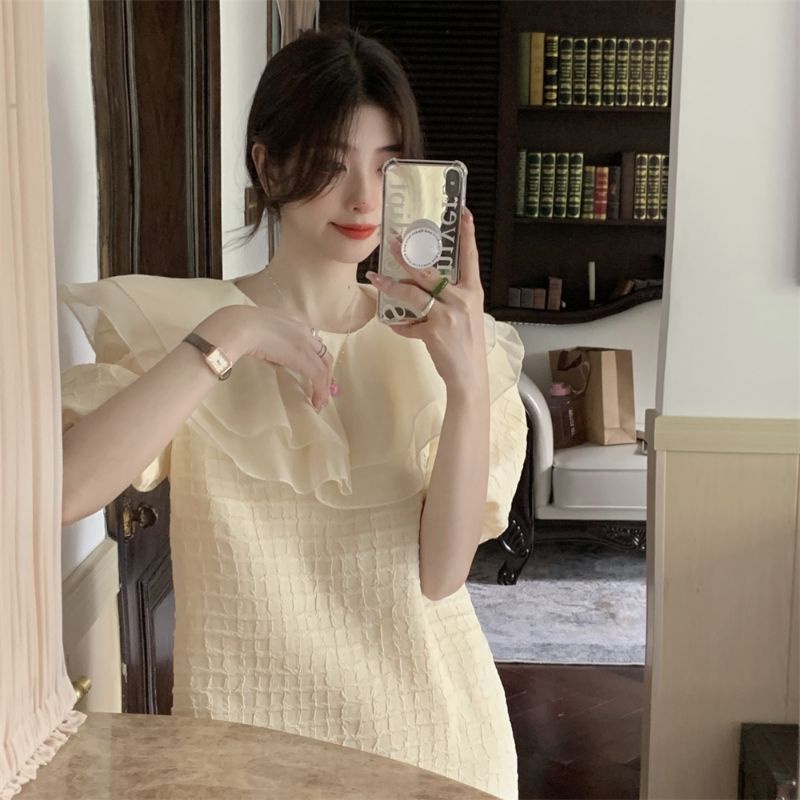 Đầm babydoll cổ bèo voan