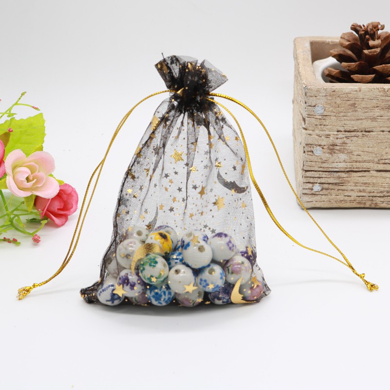 Túi voan túi thơm trăng sao dây rút đựng hoa khô, hoa thơm, cà phê, xà bông handmade tiện lợi 🔝🔝 Popanda