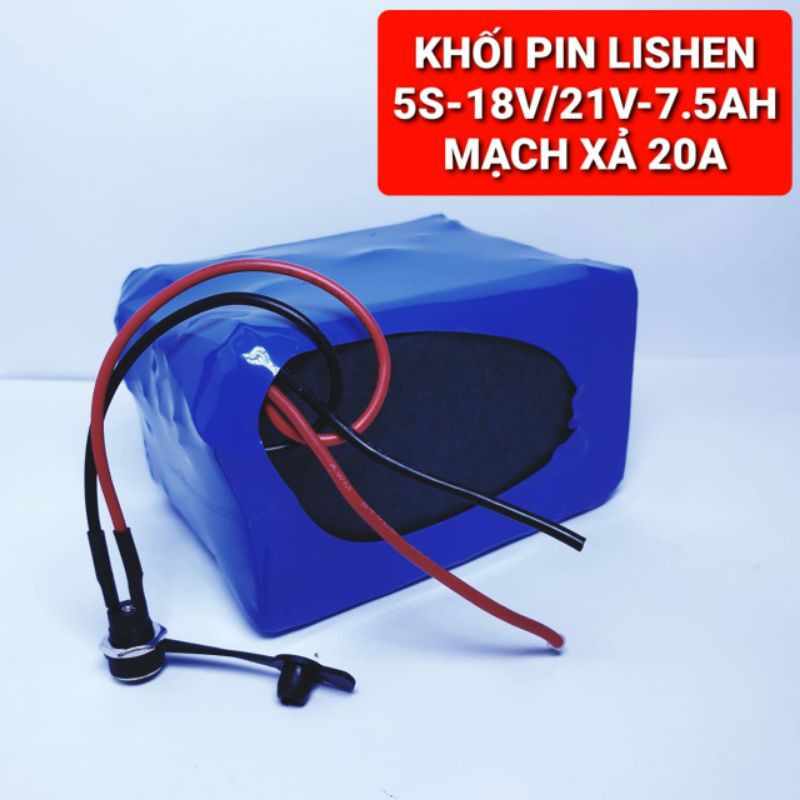 Achun.vn - KHỐI PIN LISHEN 5S-18V/21V - 7.500mAh MẠCH XẢ 20A