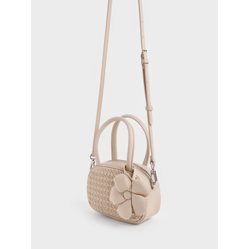 Túi xách nữ đeo chéo Charles and Keith charm hoa xinh xắn | Auth - Order Sing