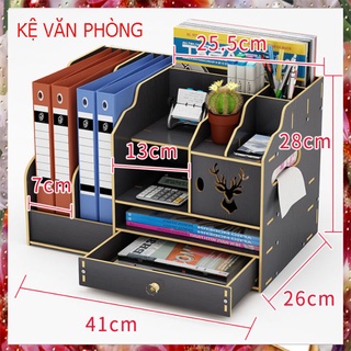 Kệ sách mini và tài liệu để bàn Giá sách văn phòng chất liệu gỗ lắp ghép sang trọng tiện lợi nhiều Màu