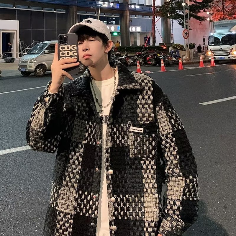 Áo Khoác Nhỏ Cổ Bẻ Họa Tiết Kẻ Sọc Mẫu Mới 2022 Thời Trang Đường Phố Mùa Thu Cao Cấp Cho Nam M - 2XL