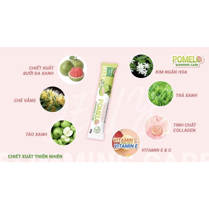 Thạch Bưởi Da Xanh POMELO SLIMMING CARE Giữ Dáng, đẹp Da, Giảm Cân, giảm Mỡ Hiệu Qủa Cho Tất Cả Cơ Địa - hộp 15 gối