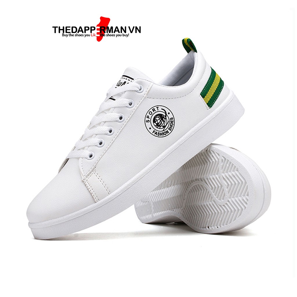 Giày sneaker thể thao nam THEDAPPERMAN TDM7635 chất liệu da, đế cao su nhiệt,siêu êm,phù hợp chạy bộ,màu trắng gót xanh