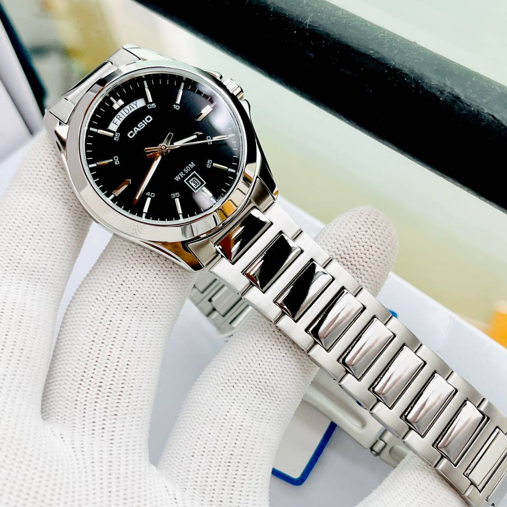 Đồng Hồ Nam Dây Thép Mặt Đen Casio MTP-1370D-1A Fullbox Bảo Hành 1 Năm Tại Đồng Hồ Doanh Nhân