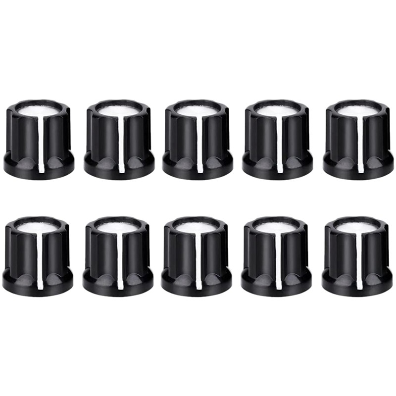 High Quality 10Pcs Black Potentiometer Control Knob Volume Electric Guitar Bass