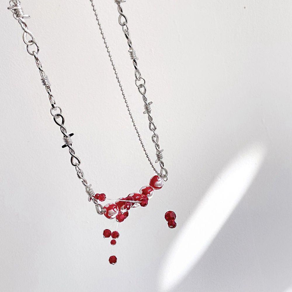 MXGOODS Vòng Cổ Hai Lớp Đính Hạt Và Tua Rua Phong Cách Hàn Quốc Cổ Điển Dành Cho Nữ