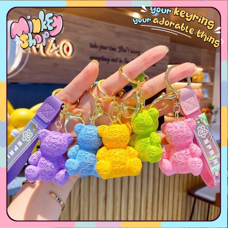 Móc Khóa Gấu Spring Nhiều Màu Cute, Phụ Kiện Túi Xách Dễ Thương 02MKGS-Minkey