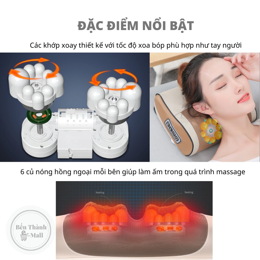 ✈️ [Freeship] GỐI MASSAGE ĐA NĂNG JB311 [Chế độ xoa bóp &amp; hồng ngoại]