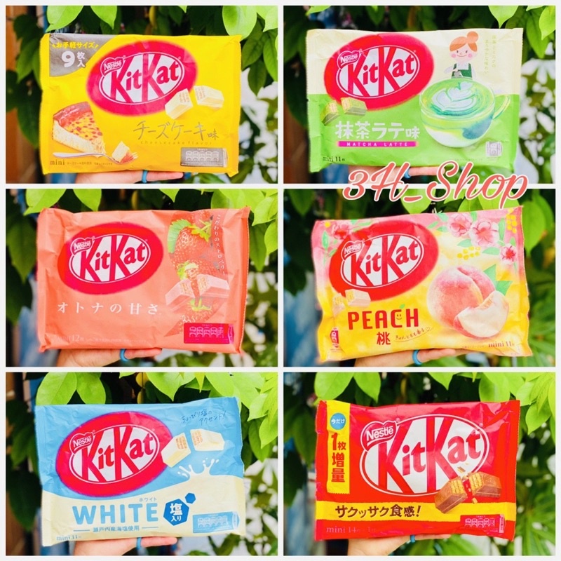 Combo 10 túi Kitkat đủ vị Trà xanh, Socola, Dâu Tây - Nhật
