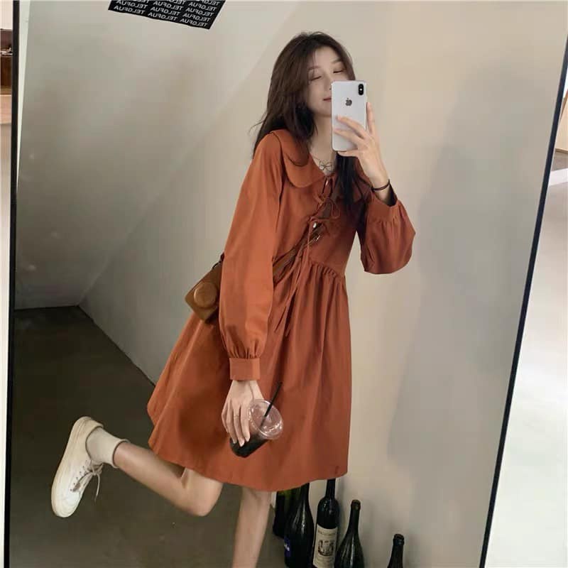 Váy babydoll tay dài vintage