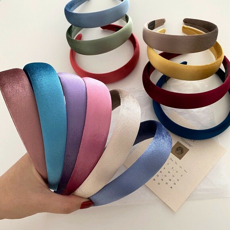 Cài tóc bằng nhung màu trơn kiểu dáng xinh xắn phong cách vintage dành cho nữ