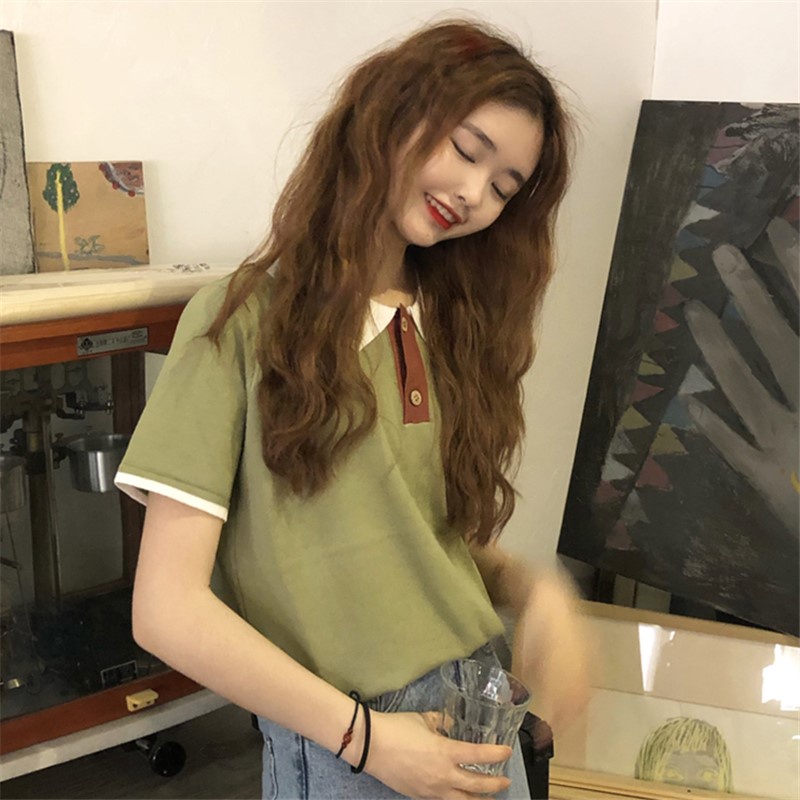 Áo thun polo ZHELIHANGFEI tay ngắn dáng rộng phong cách thời trang cá tính