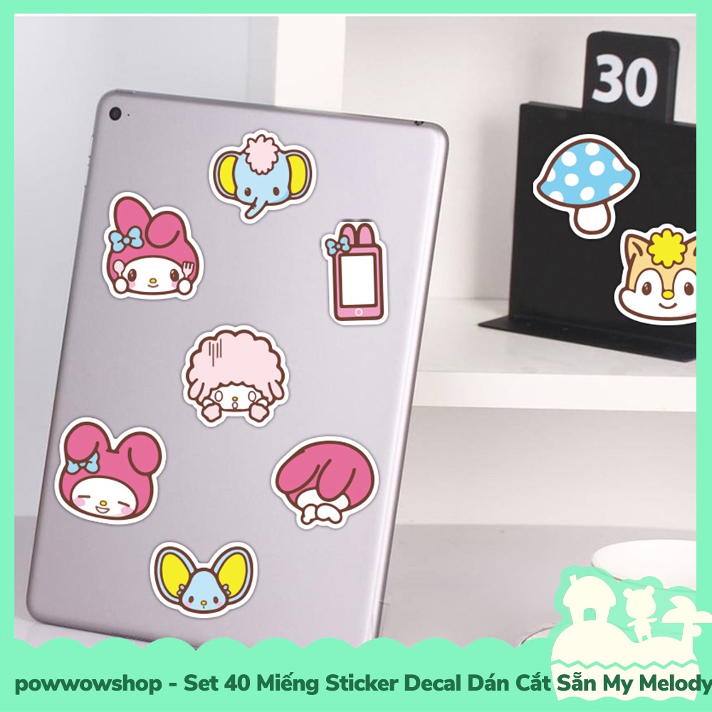 [Sẵn VN - Hỏa Tốc] Set 40 Miếng Sticker Decal Cắt Sẵn DIY Dán Trang Trí Vật Dụng Mẫu Sanrio My Melody Red Queen Emotion