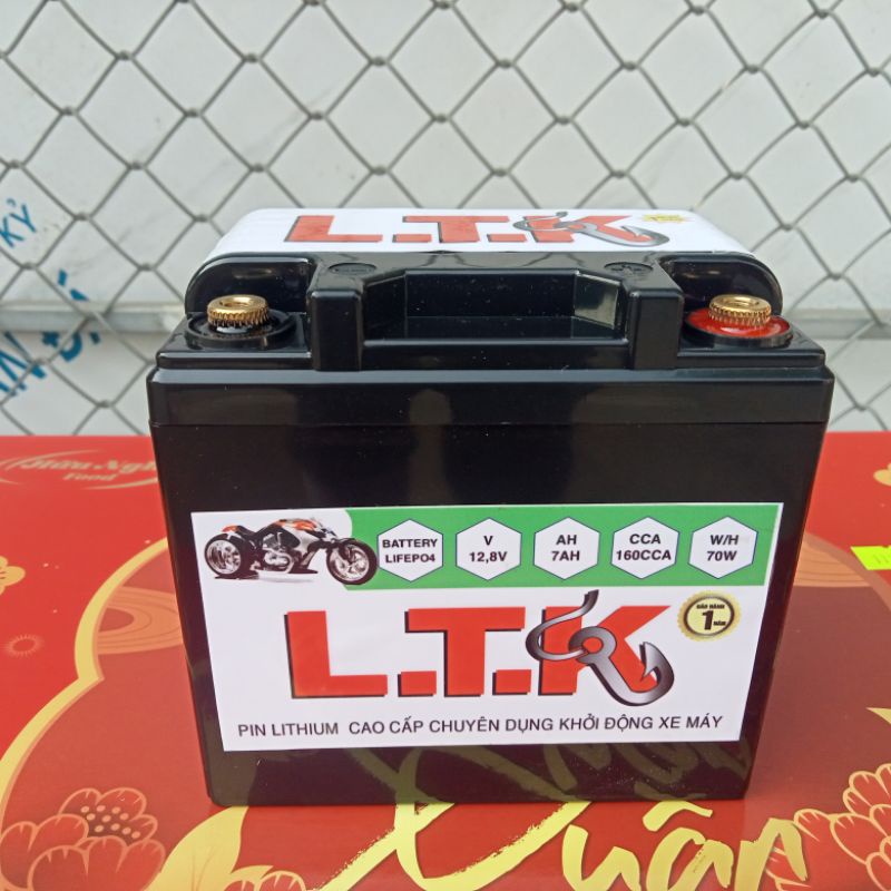 Bình ắc quy pin lithium 12.8v 7ah khởi động xe 150cc