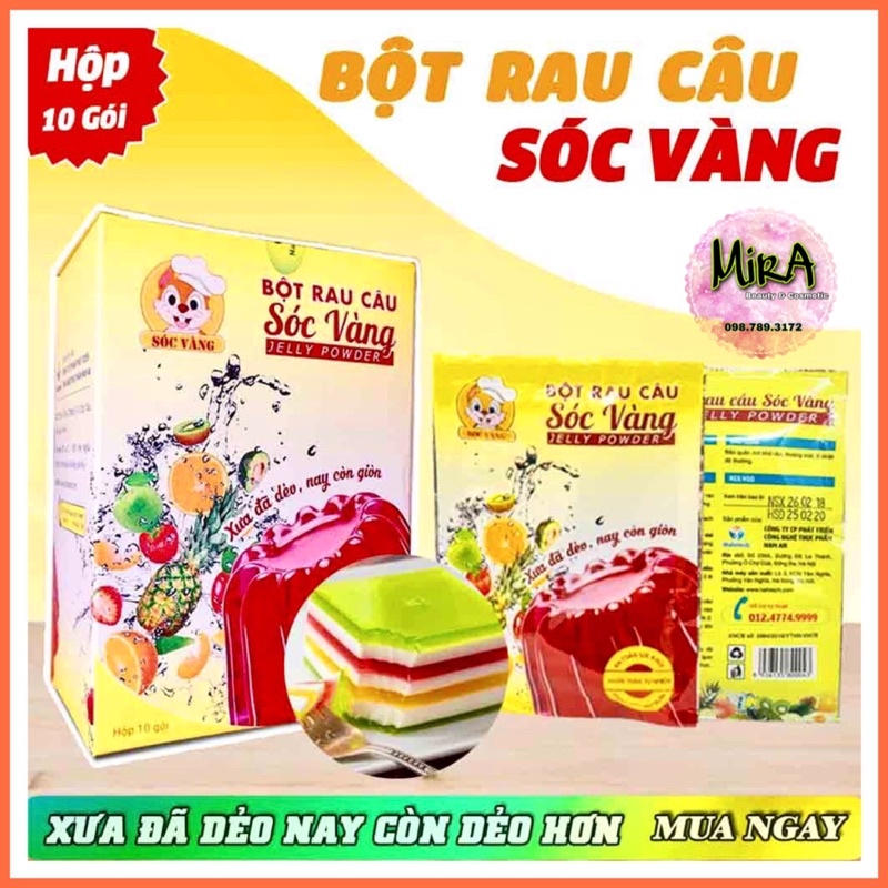 Bột Thạch Rau Câu Con Sóc Vàng (NGUYÊN HỘP 10 gói)