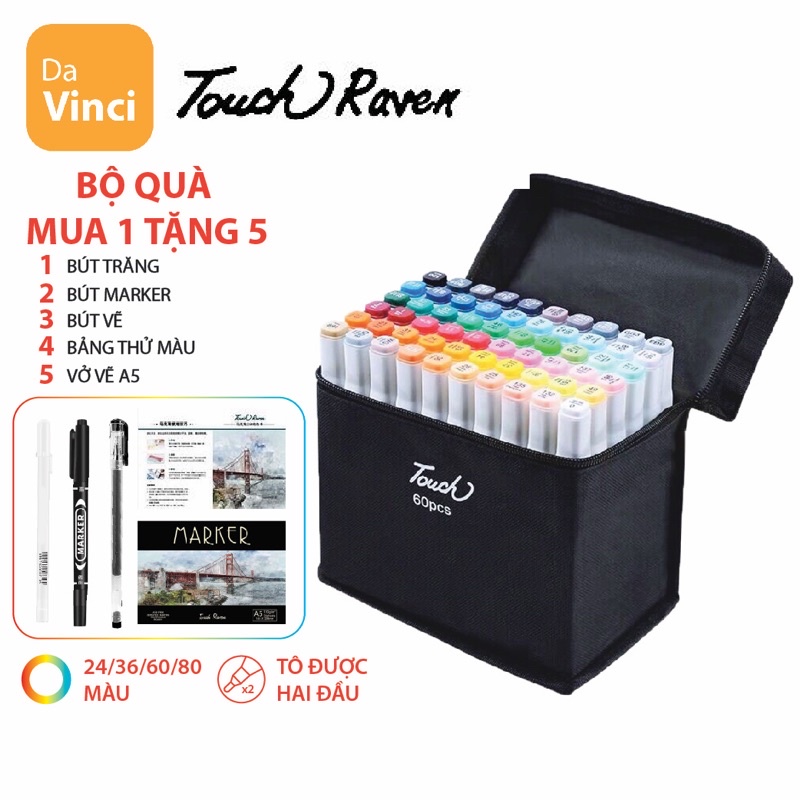 [ DaVinci ] Bút Marker Touch Raven 24/36/60/80 Màu Marker cho học sinh