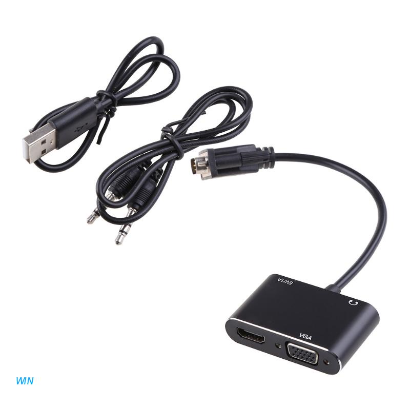 Cáp chuyển đổi từ cổng VGA sang HDMI 2 trong 1 1080P Micro USB cho PC Laptop TV