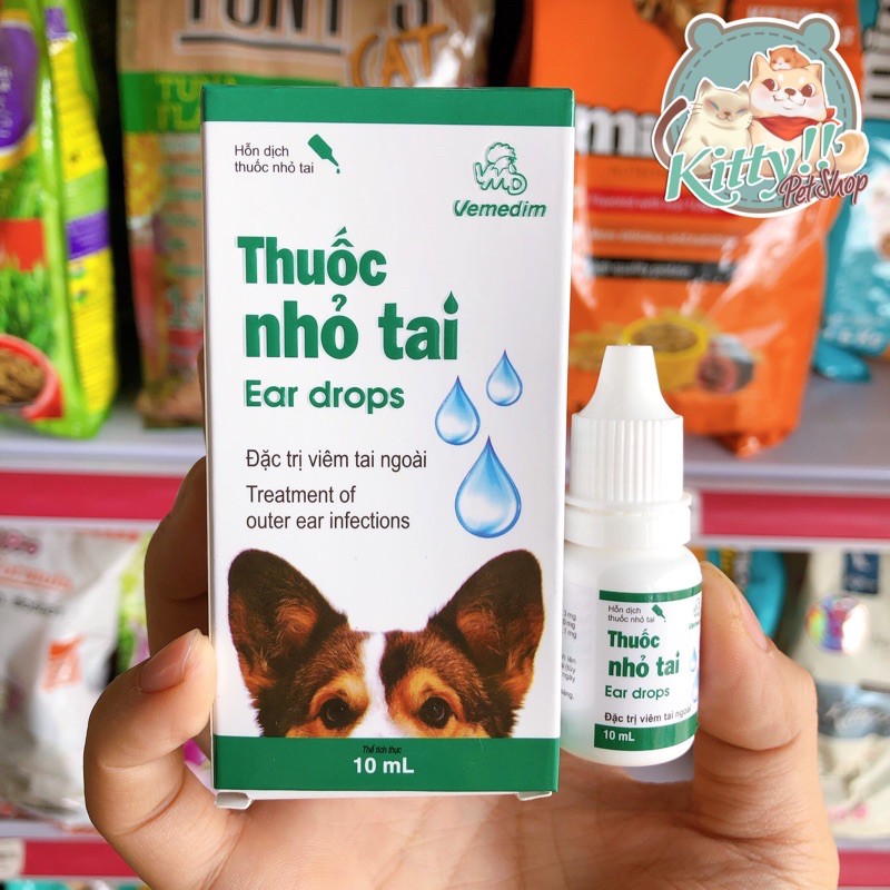 Dung dịch nhỏ tai Ear Drops Vemedim - nhỏ tai trị viêm tai ngoài trên chó mèo - Kitty Pet Shop