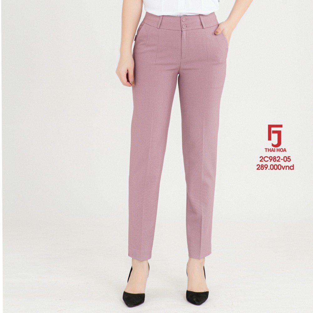 Quần Tây nữ Thái Hòa 2C982-05-01, quần âu nữ công sở 9 tấc, màu hồng tím, chất liệu mềm ,trơn