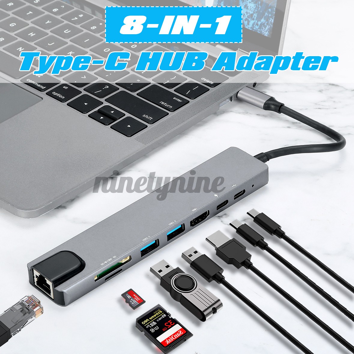 Bộ Chuyển Đổi Nhiều Cổng Usb-C Hub Sang 4k Hdmi Usb 3.0 Aux Cho Macbook Pro Air