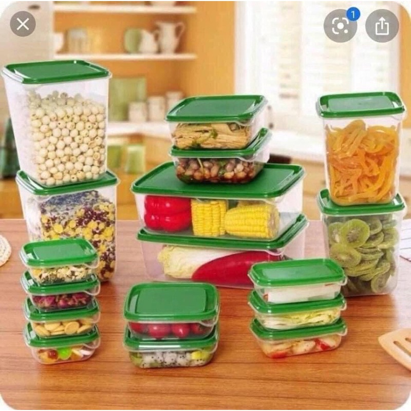 Bộ hộp 17 món IKEA - set 17 hộp nhựa cao cấp đựng thực phẩm bảo quản tủ lạnh
