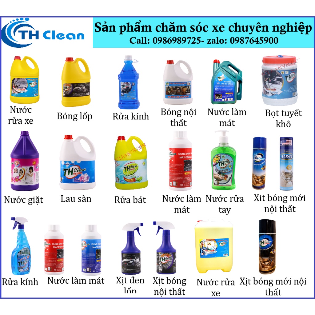 Nước rửa xe ô tô, xe máy, bọt tuyết rửa xe TH CLEAN chuyên dụng cho mọi loại xe Can 4,5L