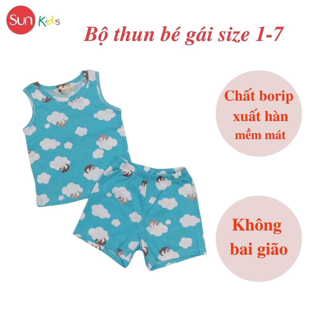 Đồ bộ thun bé gái, đồ bộ trẻ em chất cotton, có nhiều màu, size 1-7 tuổi - SUNKIDS