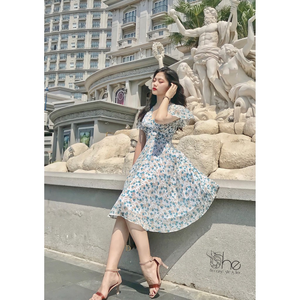 Alex Dress- Đầm hoa maxi cổ V tay tiên - SDX80 | BigBuy360 - bigbuy360.vn