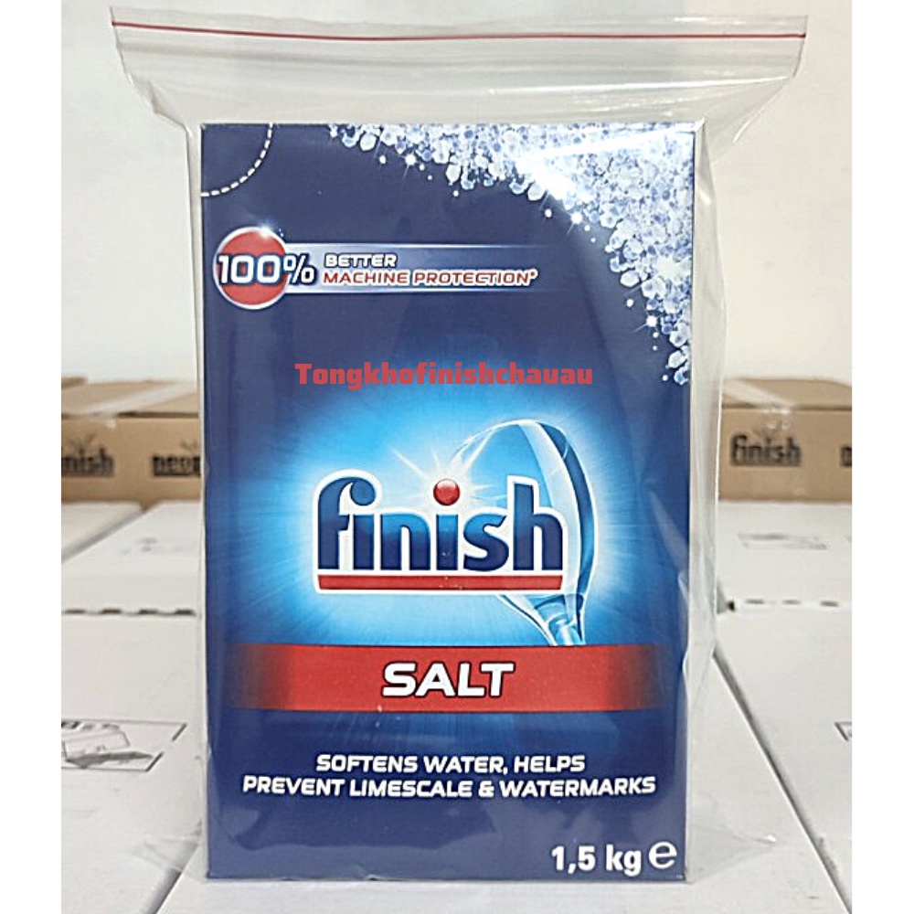 Muối rửa bát Finish 1,5kg/ Hộp [ Tặng túi zíp bảo quản ]