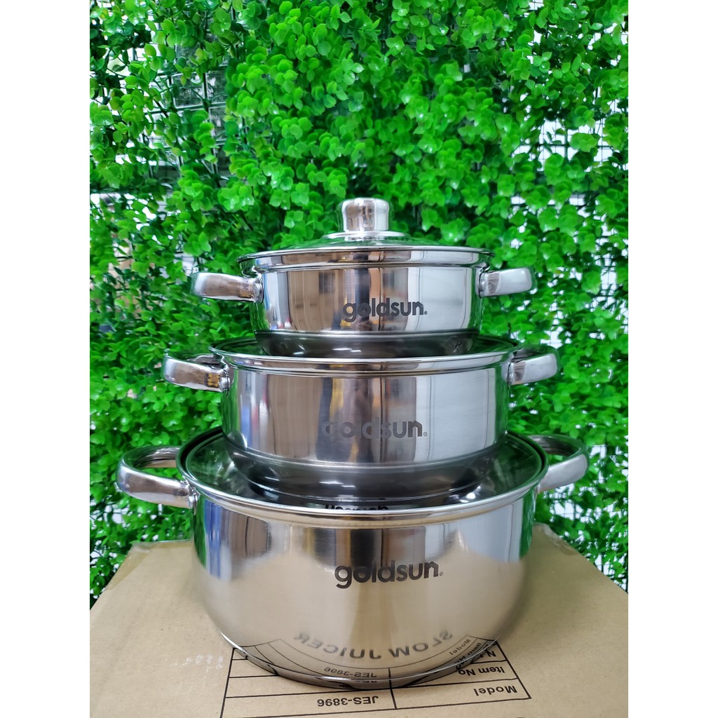 Bộ nồi Inox Goldsun 3 đáy GE-33 3306SG 16CM 20CM 24CM