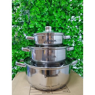 Bộ nồi Inox Goldsun 3 đáy GE-33 3306SG 16CM 20CM 24CM