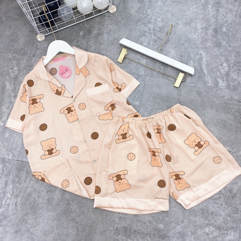 BỘ ĐỒ NGỦ MẶC NHÀ CỘC TAY LỤA THIẾT KẾ HOT 2022, Bộ pijama lụa siêu mát