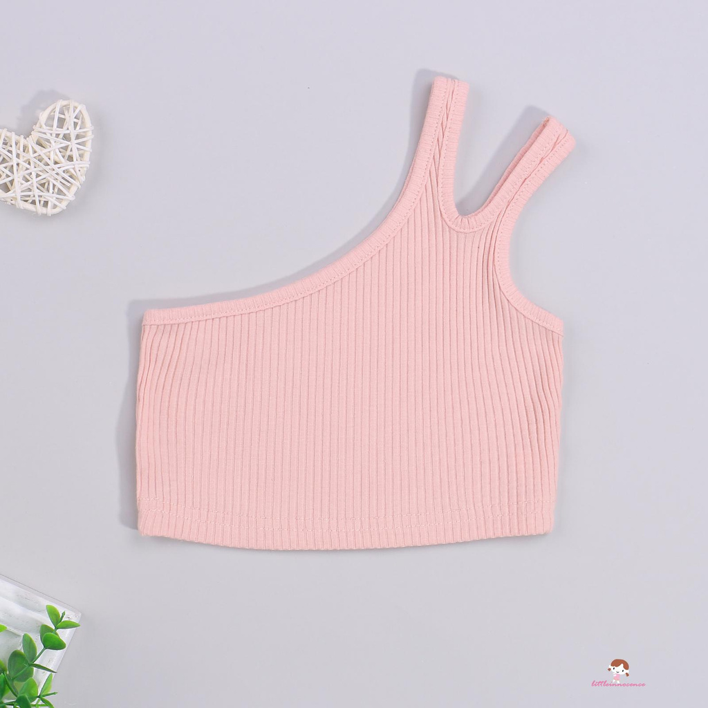 Áo Croptop Không Tay Màu Sắc Đơn Giản Dành Cho Bé Gái 2-7 Tuổi Thời Trang