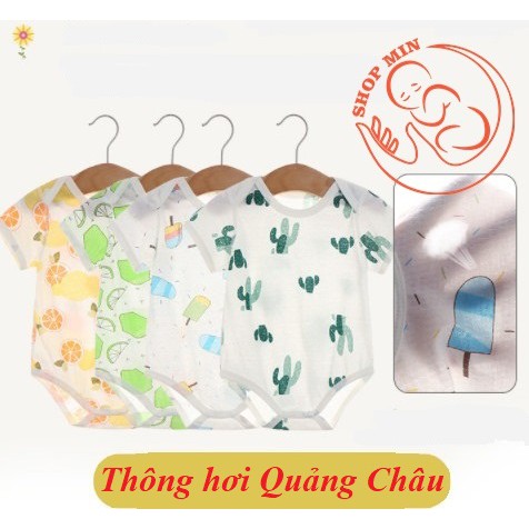 (Quảng Châu) Body Cộc Tay Vải Cotton Thông Hơi Thoáng Mát Cho Bé 5-18 tháng (MB.Q27)