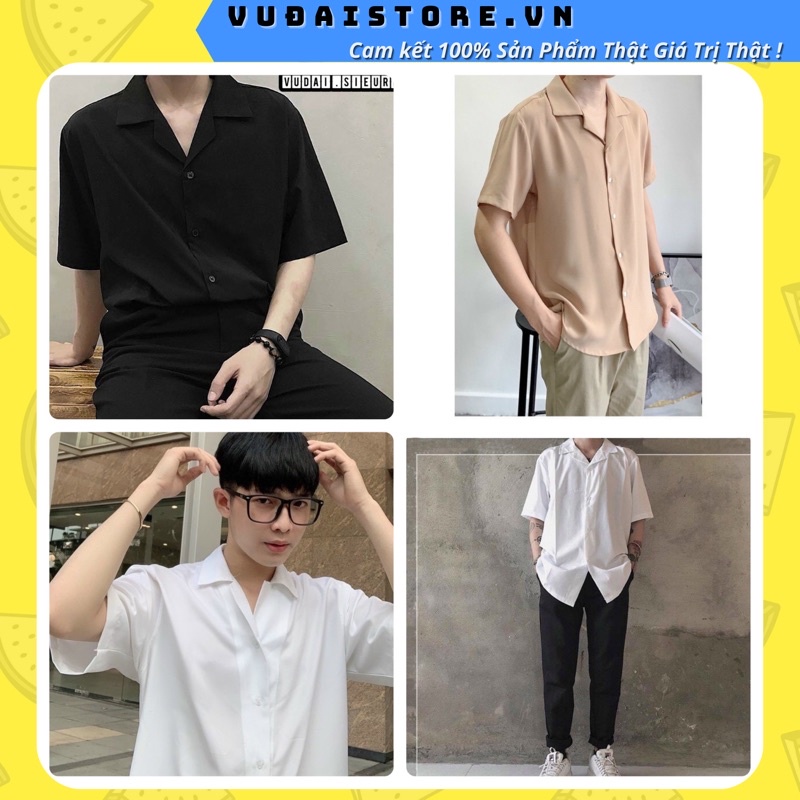 Áo SơMi Nam ngắn tay Nam Nữ phom rộng Unisex Cổ Vest Sơ mi giá rẻ nhiều màu hottrend Mã 3286